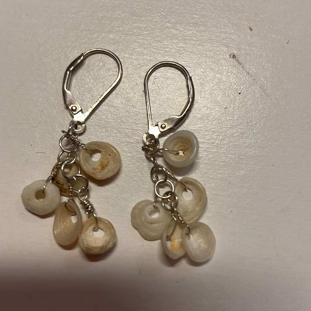 Hawaiian Shell Earrings on sterling leverbacks